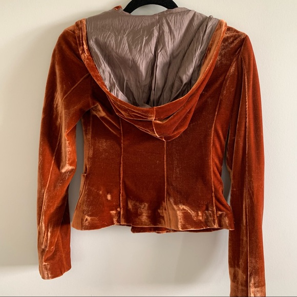 Hooded Orange Velvet Short Jacket/Blazer - Picture 4 of 8